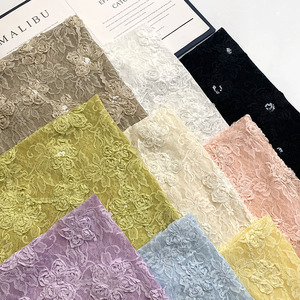 Tissu de luxe en dentelle brodée florale 3D en tissu éponge avec sequins et maille transparente pour robe de mariée, Aso Ebi, robe de soirée pour <span class=keywords><strong>femme</strong></span> - Product Image 3