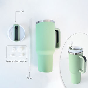 Gobelet isotherme en acier inoxydable à double paroi de 40 oz avec logo personnalisé, couvercle et paille, performance thermique de 12 à 24 heures, design portable - Product Image 6