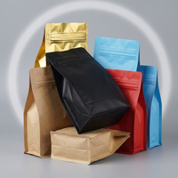 Sachets à café à fond plat avec doublure en film haute barrière, sacs de conservation alimentaire avec fermeture éclair refermable et bande d'ouverture facile pour la conditionnement des noix