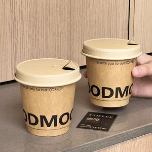 Taza de papel de café para beber caliente con logotipo personalizado de pared simple desechable de 4oz 8oz 12oz con tapa PS - Product Image 1