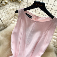 Robe trapèze sans manches à col rond taille haute évasée pour femme, collection 2026, style français, élégante
