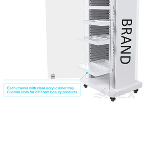 Custom Make up Display <b>Shelf</b> <b>Stand</b> 5 Layer Display Metal Locked Cosmetics Display Cabinet with Pusher and Door for Store - Product Image 3