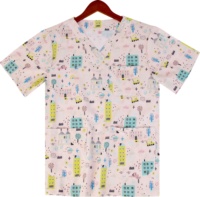 Unisex hemşire fırçalama Tops Polyester/pamuklu dokuma kumaş hastane kullanımı cerrahi iğne algılama dikişsiz fırınlama özel Logo OEM