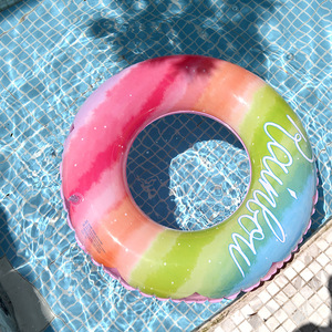 Bouée de natation gonflable à motif floral dégradé pour enfants, flotteur sous-aisselle pour sports aquatiques et piscine, prête à être expédiée - Product Image 1