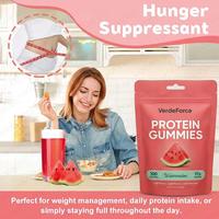 Permen Gummy Protein Tinggi Rasa Semangka Label Pribadi OEM dengan 17g WPI Penambah Energi Otot, Rasa Buah Campur