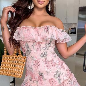 Robe de soirée Sexy avec LOGO ODM pour femmes, tenue de fête d'anniversaire, dos nu, plissée, imprimée, décontractée, Sexy et élégante, nouvelle collection - Product Image 2