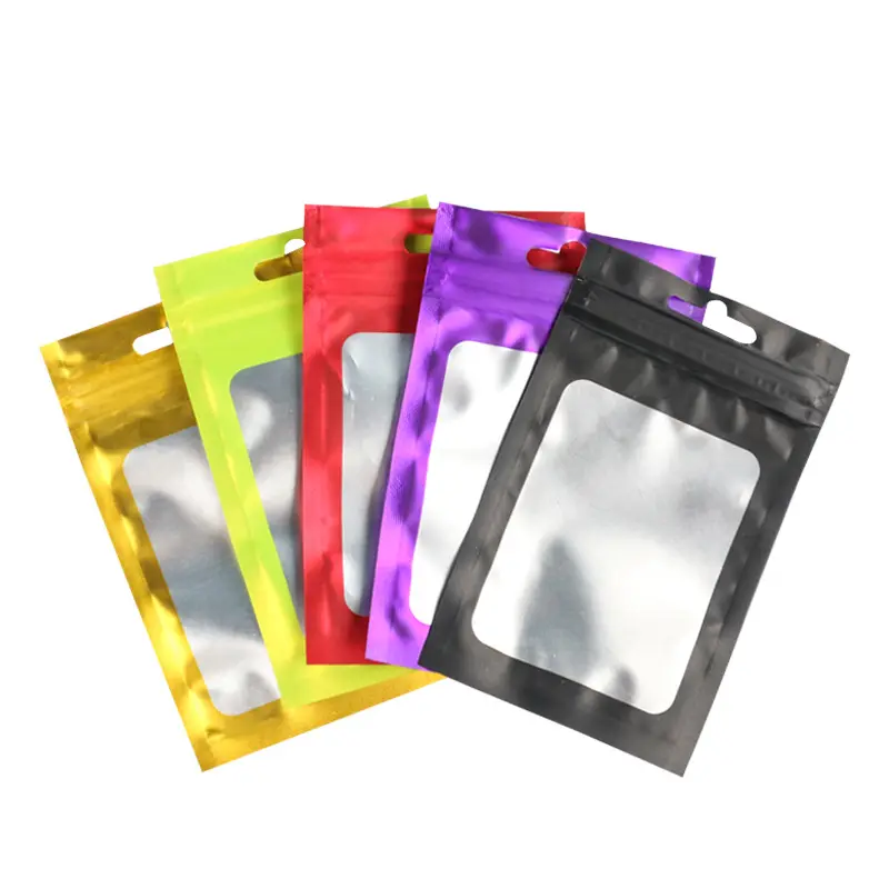 Custom Mylar Resealable Zip lock Pouch Packaging Matte Transparent 3 Side Seal Zipper Pouch With Window Aluminum Plated