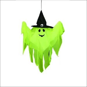 Casa mal-assombrada ao ar livre, festa de halloween animatronia decoração verde fantasma pendurado