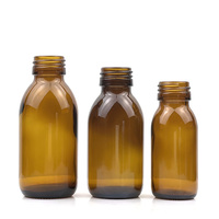 Bouteille de sirop en verre borosilicate ambré vide à usage médical avec bouchon 30ml 60ml 100ml 125ml 150ml Sérigraphie Échantillon gratuit Qualité alimentaire