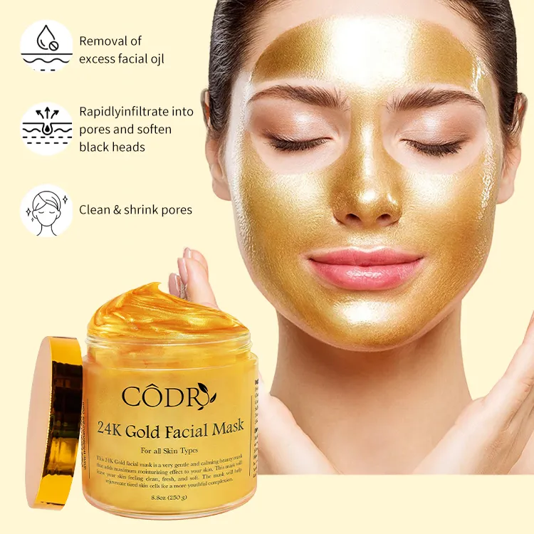 Moisturizes Skin Reduces Wrinkles Fine Lines & Acne Scars Removes Blackheads Anti-Aging Gold Face Mask 24K Gold Facial Mask