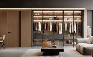 Clóset Moderno Premium Personalizado, Vestidor Independiente de Lujo con Separación de Vidrio, Iluminación LED, para Dormitorio, Apartamento, Villa, Hogar - Product Image 3