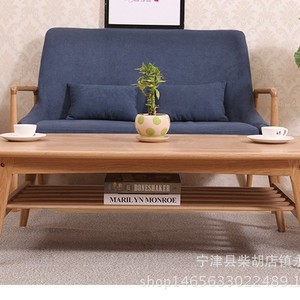 Nordic <b>White</b> Oak <b>Coffee</b> <b>Table</b> Solid Wood Double Layer Modern Minimalist Living Room Furniture Small Apartment Use - Product Image 2