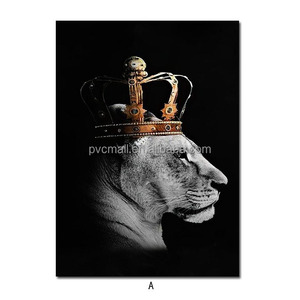 PL soggiorno decorazione della parete con stampa animale arte della parete africano leone nero re e regina regina regina tela pittura arte della parete - Product Image 1