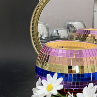 Bougie Disco Offre Spéciale Bougeoir Miroir en Verre Bougeoir Disco Boule Décor pour Fête de Mariage et Noël