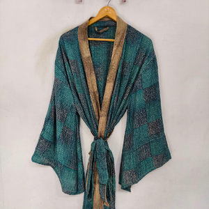 Bridel Silk Saree Patchwork <b>Kimono</b> <b>Robe</b> Bikini Cover Up Night Wear <b>Long</b> <b>Robe</b>, Handmade Indian Vintage Recycled Silk Sari <b>Kimono</b>, - Product Image 1