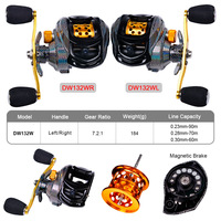 Gulungan pancing spul logam 7.2:1 18 + 1 BB, Reel pancing profil rendah, gulungan pancing Baitcasting untuk memancing di air laut