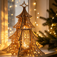 Lanterne de Noël en bois découpée au laser, puzzle 3D, chandelier, lampe de table, décoration de Noël personnalisée pour la maison, veilleuse, cadeau