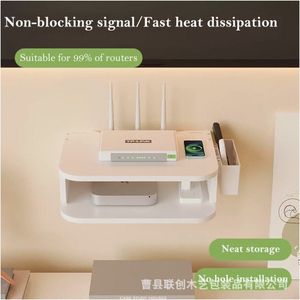 Étagère murale en bois flottant à <span class=keywords><strong>double</strong></span> niveau pour la décoration intérieure Rangement pour routeur WiFi <span class=keywords><strong>Lecteur</strong></span> <span class=keywords><strong>DVD</strong></span> Projecteur - Product Image 2