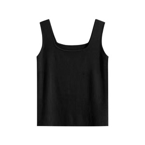 Camiseta sin mangas de punto acanalado para mujer, color blanco roto, capa interior sin mangas, ropa informal de primavera - Product Image 4