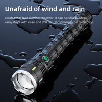 Lampe torche noire de chasse et de plongée, rechargeable par USB-C, longue portée, rétractable, zoom, haute capacité, pour l'extérieur