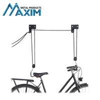 Nouveau levage de vélo pour garage, plafond, levage lourd, support de vélo de montagne, poulie, rack, capacité de 20 kg, alliage noir avec revêtement en poudre