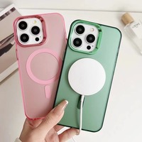 Galvanoplastie Magnétique Acrylique Mat Clair TPU Sans Fil Charge Téléphone Cas Pour IPhone 16 14 15 Pro Max Plus Couverture Arrière Mobile