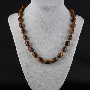 Nouveau style pas cher rond baril tube perles colliers bijoux collier de pierres précieuses avec des résultats en alliage, longueur 45CM / 17.5" - Product Image 1