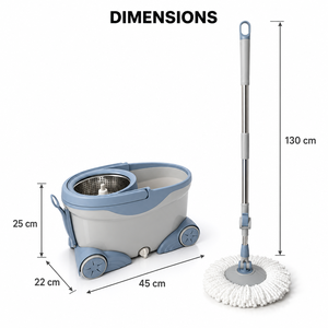 Set Secchio e Ruote con Manico Estensibile a Doppia Azione, Capacità 700ml, Mop in Microfibra Autostrizzante in Acciaio Inossidabile <span class=keywords><strong>per</strong></span> <span class=keywords><strong>Casa</strong></span> - Product Image 2