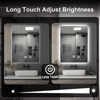 Miroir de salle de bain rectangulaire intelligent à LED en verre 45x60cm, rétroéclairé, 3 couleurs d'éclairage, interrupteur tactile, mural, à intensité variable, IP54 pour la douche