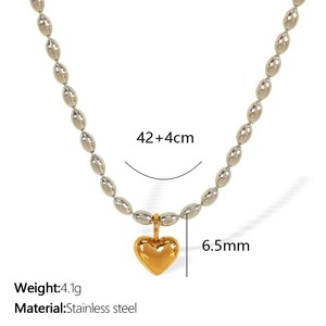 Collana con Ciondolo a Cuore Placcato Oro in Acciaio Inossidabile Ipoallergenico <span class=keywords><strong>per</strong></span> Donne - Product Image 5