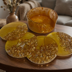 Posavasos Artesanales de Resina Epoxi con Brillo, Elegantes y Artísticos, Decoración Moderna para Mesa, Juego de Accesorios con Purpurina - Product Image 1