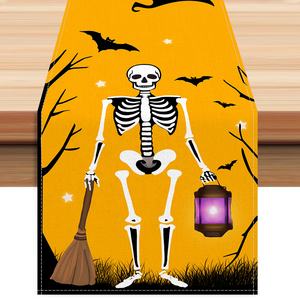 Popular Halloween Gnomo sin rostro esqueleto murciélago impreso cama camino de mesa bandera cubierta de tela comedor mantel decoración de fiesta en casa - Product Image 6