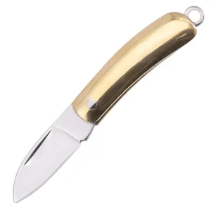 Promotional Gift Mini Tools Pocket Knife Folding Brass Keychain Blade Knife for Personal Collection