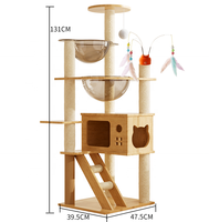 Arbre à chat avec griffoir et nid, double capsule spatiale en panneau de densité, jouet universel quatre saisons pour chat de petite taille