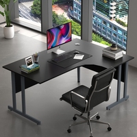 Bureau d'angle ergonomique en bois en forme de L moderne pour le télétravail, poste de travail informatique modulaire simple