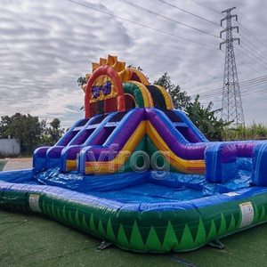 Tùy chỉnh thương mại Dual Lane ánh nắng mặt trời cầu vồng trượt nước Inflatable trượt nước với hồ bơi để bán - Product Image 3