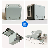 ROCKBROOK-Glacière de luxe 32L, verte, bleue foncé, portable, pour le camping et le voyage, avec 1 table et 2 chaises