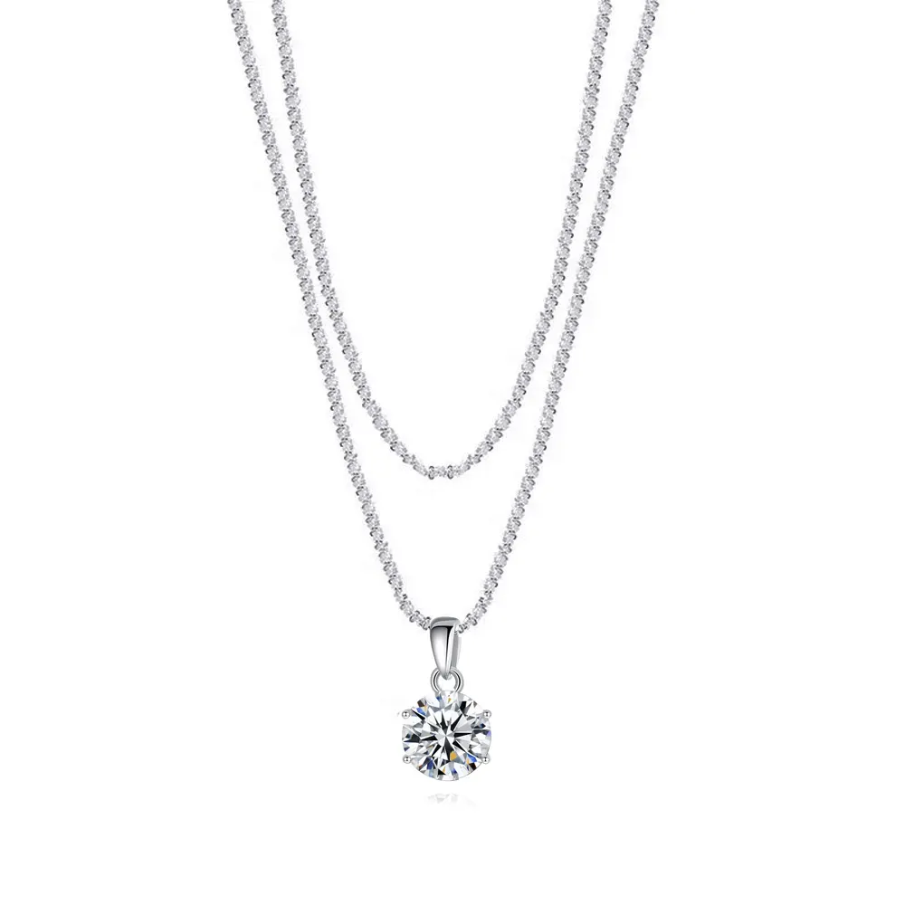 Хит продаж ювелирные изделия 8 мм бриллиант как кубический циркон S925 стерлингового серебра кулон ожерелье для женщин модный подарок для девочек