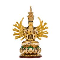 Statue de Bouddha Guanyin Bodhisattva à mille mains et mille yeux en cuivre pur doré de Taïwan Shengfan, ornements de culte