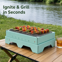 OEM ODM Aangepaste Logo Draagbare Opvouwbare Wegwerp Grillset Complete BBQ Set Fruit Houtskool Roestvrijstalen Rooster Kamperen