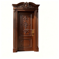 Porte intérieure sur mesure en bois massif acajou blanc nacré avec des sculptures classiques exquises pour la conception de villas haut de gamme