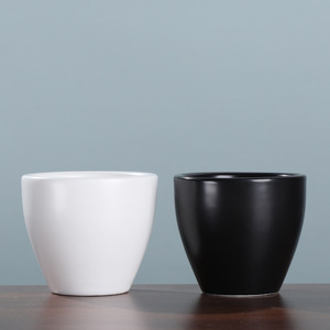 Maceta de Cerámica Negra y Blanca de Color Sólido, Decoración para el Hogar, Maceta para Plantas de Interior, Diseño Moderno y Minimalista - Product Image 2