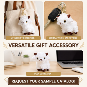 Porte-clés Kawaii Premium en peluche, breloque de sac mignonne en forme de chèvre ou de mouton, avec yeux scintillants de luxe, jouet agneau en fourrure bouclée, doudou en coton biologique - Product Image 3