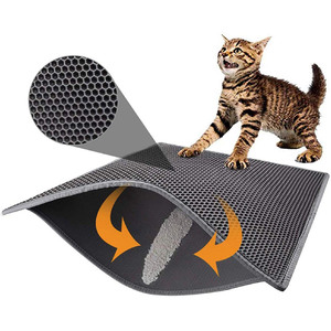 Alfombra atrapa excrementos para pájaros, diseño de panal de abeja, doble capa, material EVA, patrón animal, fácil de limpiar, alfombra para caja de arena, control de dispersión. - Product Image 1