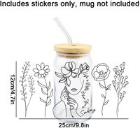 Automne thème fleur UV pour DTF tasse Wrap transfert autocollants décalcomanies étanche bricolage étiquettes pour tasses en verre automne emballage thèmes