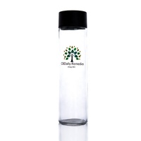 Bouteilles rondes vides transparentes, personnalisées, de boissons, d'eau réutilisable, en verre, ml
