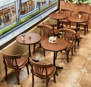 Ensemble de mobilier de luxe moderne en bois massif avec chaises et banquette de restaurant, structure métallique pour hôtels, cafés et bistrots - Product Image 2