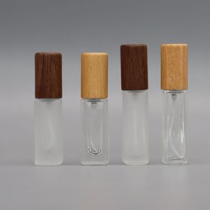 ขวดน้ำหอมแก้วฝ้า 5 มล. แบบพ่นสี่เหลี่ยมผืนผ้า พร้อมฝาไม้ พกพาสะดวก - Product Image 1