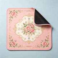 Tapis de Mahjong en microfibre antidérapant avec motif vitrail de cathédrale gothique et fenêtre rose noire et or, pour 4 joueurs, cadeau