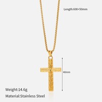 Collier en chaîne de bambou en acier inoxydable plaqué or 18 carats avec pendentif croix minimaliste, bijoux tendance Instagram, cadeau unisexe